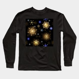 Seamless with Golden Snowflakes Long Sleeve T-Shirt